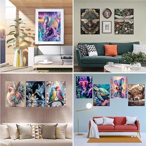 Meothan Multipack Diamond Art Kits for Adults, 12 Pack Animals Diamond Painting Kits for Adults, 5D DIY Round Dimond Gem Art Packs of 12, Home Decor Gift 12x16inch thumbnail 2