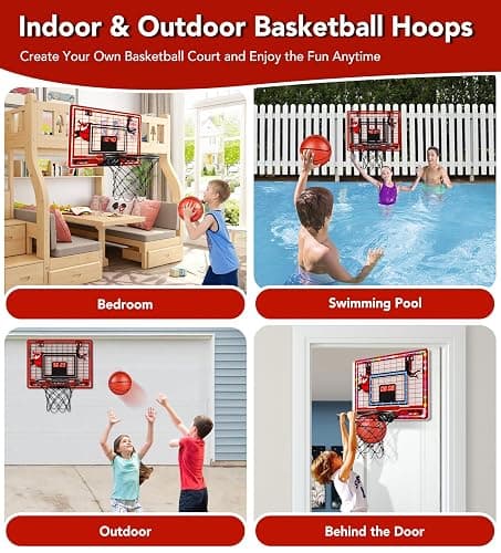 Basketball Hoop Indoor for Kids-Over The Door Mini Basketball Hoop with LED Light, Scoreboard, Remote Control and 3 Modes & Balls-Boys Girls Toys for Ages 3 4 5 6 7 8 9 10 + Years Old Birthday Gifts thumbnail 8
