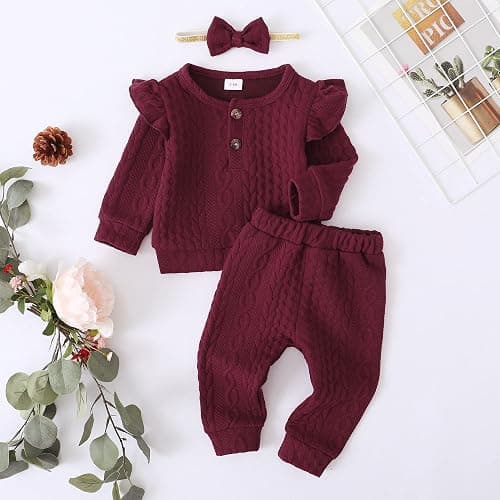 Mioglrie Toddler Baby Girl Clothes Fall Winter Sweatsuit Newborn Sweatshirt Sweat Pant Sets Outfits Infant Girls Clothing thumbnail 6