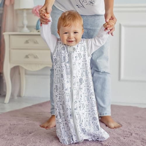 Mama Cheetah Baby Sleep Sack 0.5 TOG, Organic Cotton Baby Wearable Blanket with Two-Way Zipper, Swaddle Transition Baby Sleeping Bag for Newborn Infant Toddler Boy Girl, 0-6 Months thumbnail 8