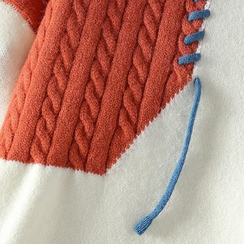 GURUNVANI Patchwork Sweater Mens Colorblock Jumper Cable Knitted Pullover Oversized thumbnail 6