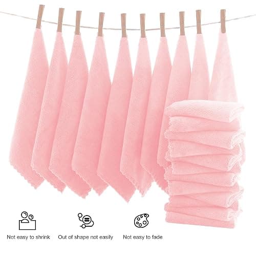 MOONQUEEN Ultra Soft Premium Washcloths Set - 12 x 12 inches - 24 Pack - Quick Drying - Highly Absorbent Coral Velvet Bathroom Wash Clothes - Use as Bath, Spa, Facial, Fingertip Towel (Pink) thumbnail 3