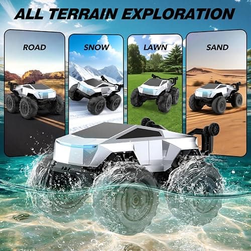 Blasland Remote Control Car, 1:16 4WD Waterproof RC Monster Truck, 2.4GHz All Terrain Amphibious RC Stunt Cars, 360° Rotating Pick-up Truck Car Toys Gifts for Boys Age 6 7 8 9 10 11 12 thumbnail 5
