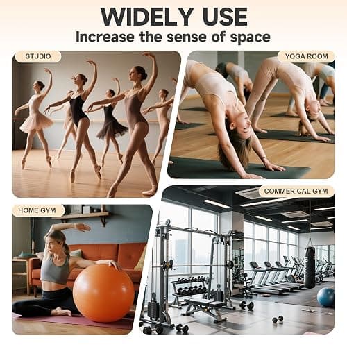 Hasipu 3Pcs 48''x24'' Home Gym Mirror Large Full Length Wall Mounted Full Body Mirror for Yoga Dance Fitness Exercise Studio Bedroom Garage, Frameless Tempered Glass Workout Mirrors Walnut Rectangular thumbnail 4