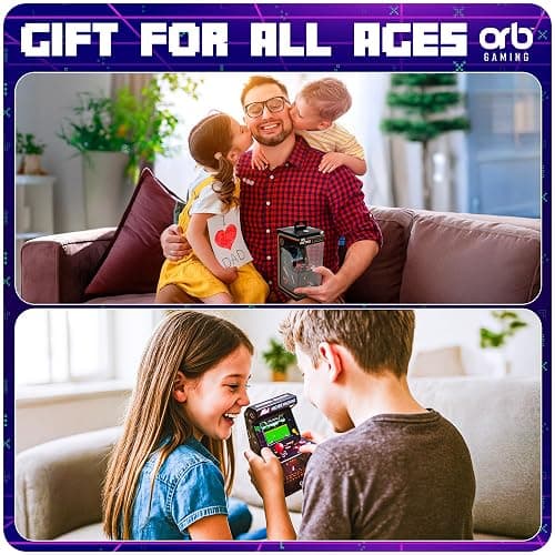 Mini Arcade Machine, 240 Built-In 8-Bit Games, 2.5” Full Colour Screen, 8-Way Joystick, Handheld Retro Games Console – Orb Gaming by ThumbsUp! thumbnail 8