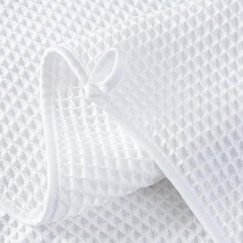 Microfiber Waffle Face Towels, 4 Pieces, Soft, Absorbent, Fast Drying, Lint Free 430 GSM (White) thumbnail 4