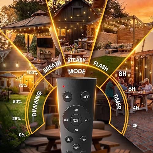 addlon 50FT LED Outdoor String Lights with Edison Shatterproof Bulbs, Weatherproof Strand, Commercial Grade Patio Lights, Decorative for Garden or Patio, Black thumbnail 3