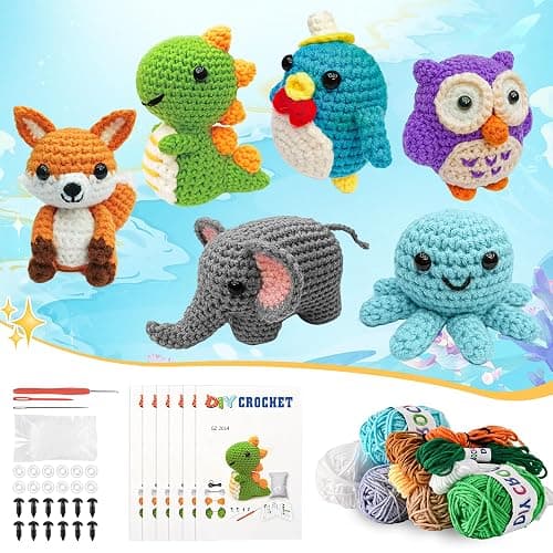 Datunsu 6PCS Crochet Kit for Beginners, 2026 Knitting Kit with Step-by-Step Video Tutorials, Beginner Crochet Kit for Adults (Forest) thumbnail 8