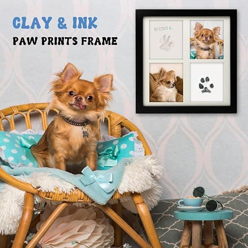 MYPAWLETS Ink & Clay Paw Print Kit for Dog Cat,Clean-Touch Ink Pad & Soft Clay,Pet Paw Print Impression Kit Large Area,Keepsake Frame for 1-2 Pets,Cat/Dog Gifts thumbnail 2
