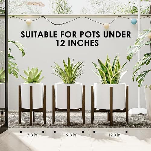 Bamworld Adjustable Plant Stand Indoor, Bamboo Indoor Planter Stand, Mid Century Modern Flower Pot Holder Rack, Fit 7.8'' to 12'' Planter thumbnail 5