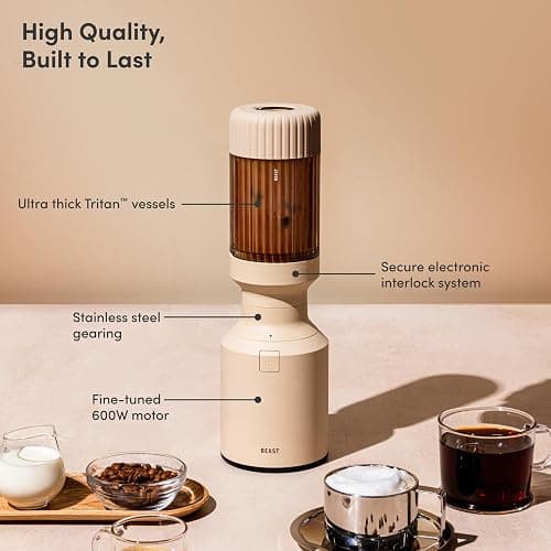 The Beast Mini Blender Plus | Mini Countertop Kitchen Blender | Blend Smoothies and Shakes, Dressings, Sauces, Dips | Extra Vessels, Straw Cap and Straws Included | 600W (Sand) thumbnail 2