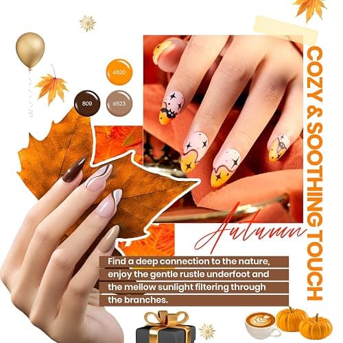 beetles Gel Polish Vivid Seasons, Winter Gel Nail Polish Set, 36 Colors Yellow Burgundy Purple Pink Jelly Shades, 45pcs with Base & Top Coat, UV LED Soak Off DIY Salon Set, Gift for Women & Girls thumbnail 4