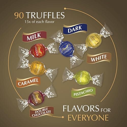 Lindt LINDOR Assorted Chocolate Truffles 90 Count Gift Box, Chocolate Candy with Smooth, Melting Truffle Center, 38.4 oz. Box thumbnail 5