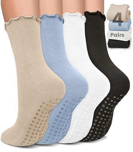 BLONGW Pilates Socks with Grips for Women, Non-Slip Yoga Athletic Socks for Barre Barefoot Workout Hospital - Image 1