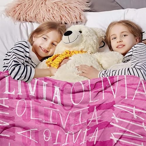 Yofair Ships Next Day, Personalized Blanket Gifts for Teen Girls Custom Blanket with Name Flannel Throw Girls Blankets Customized Daughter Gifts for Kids Adult thumbnail 4