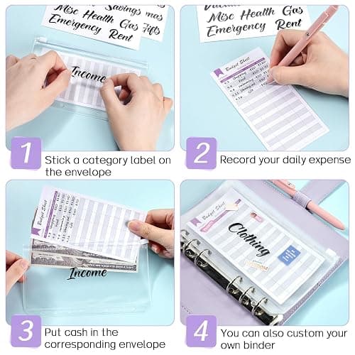 Sooez Budget Binder with Money Saving Challenge, Money Saving Binder with Cash Envelopes, Expense Sheets, Challenge Tracker & Category Labels, Envelope Savings Challenges Book for Home Office School thumbnail 4