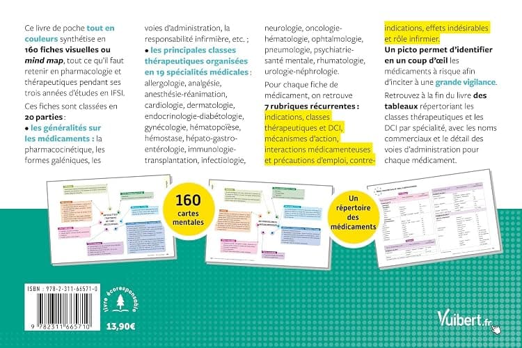 Mémento 100% visuel de la pharmacologie IFSI: 160 cartes mentales en couleurs avec le rôle infirmier et les médicaments à risque thumbnail 2