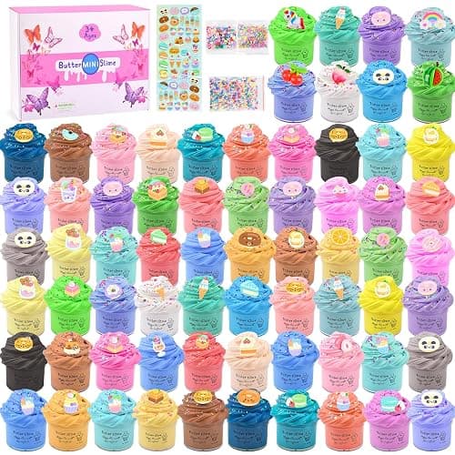 KelvSbem Butter Slime Kit, 68 Pack Mini Slimes for Kids Boys Girls, Colorful Scented Stretchy Non-Sticky Stress Relief Toy, Perfect Halloween Christmas Birthday Gift, Easter Basket Fillers - Image 1