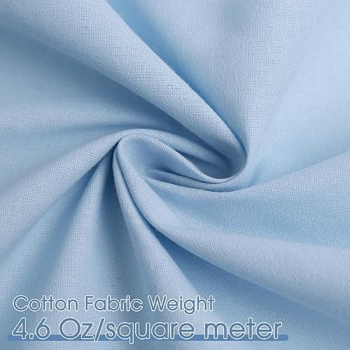 FFPDYBEST Lake Blue Cotton Fabric, Natural 100% Cotton Poplin Fabric by The Yard 59 Inches Wide Lining Fabric for Sewing Apparel Cloth Soft Embroidery Quilting, 1 Yard thumbnail 2