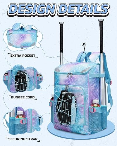 FOKDUVB Baseball Softball Equipment Bag for Boys Girls Ages 8-12 10-12 12-14 Large Kids Youth Bat Bag Backpack with Ventilated Shoe Compartment Baseball Softball Stuff Supplies thumbnail 4