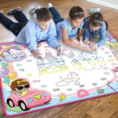 Water Doodle Mat- Kids Painting Writing Doodle Board Toy - Color Drawing Mat Bring Magic Pens Educational Toys for Age 3 4 5 6 7 8 9 10 Year Old Girls Boys Toddler Present thumbnail 2