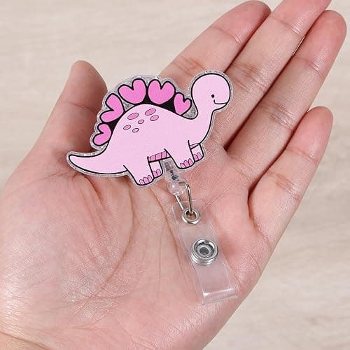Cute Nurse Badge Reel Retractable ID Badge Holder Clip Funny Pink Dinosaur Badge Reel Pediatric Nursing Student Name Badge Holders, RN CNA MA Medical Worker Nurse Accessories Gifts (2Pcs) thumbnail 6