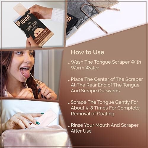 MasterMedi Tongue Scraper with Case Easy to Use Tongue Scraper for Adults, Tongue Cleaner for Oral Care & Hygiene Copper Set of 2 (with Travel Case) thumbnail 5
