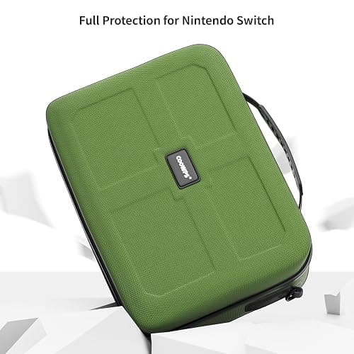 COOWPS Switch Case for Nintendo Switch and Switch OLED Model, Portable Full Protection Carrying Travel Bag with 18 Game Cards Storage for Switch Console Pro Controller Accessories Green thumbnail 4