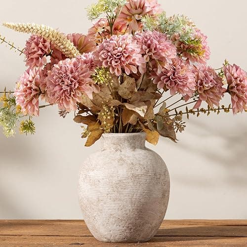 Vanselia Ceramic Flower Vase Home Decor - Farmhouse Table Vases Rustic Vintage Living Room Kitchen Bedroom Decorations for House Book Shelf Office Coffee Desk Dining Fireplace (7.4" Retro) thumbnail 8