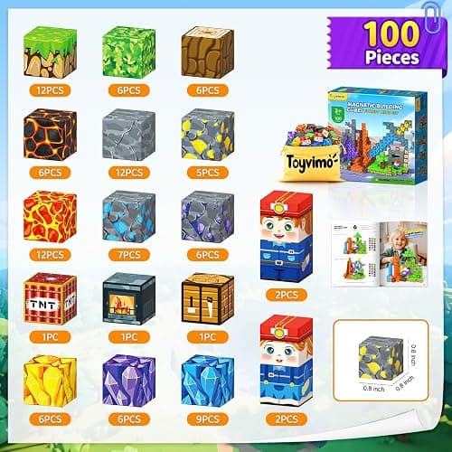 Toyvimo Magnetic Blocks 100PCS Kids Toys Magnetic Building Blocks Build Mine Magnet World Craft Cubes Boys Toys Ages 3-5 4-6 5-7 6-8, 3-12 Year Old Boy Birthday Gifts thumbnail 7