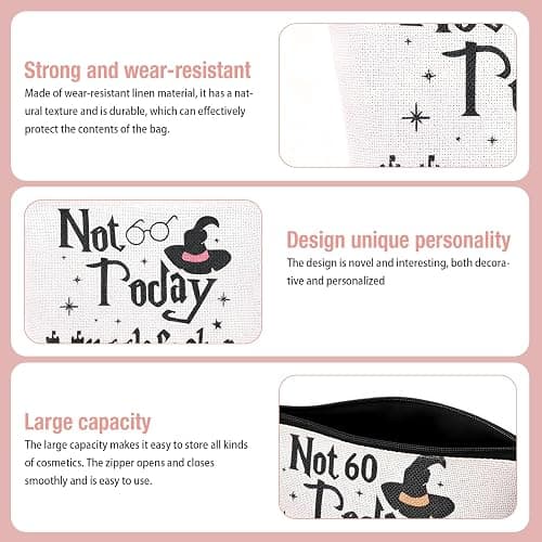 niudewo Funny Magic Wizard Cosmetic Bag Not Today Makeup Bag Pouch Birthday Christmas Gifts for Women Girl Sister Friends thumbnail 5