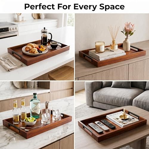 Acacia Wood Serving Tray with Handles thumbnail 5