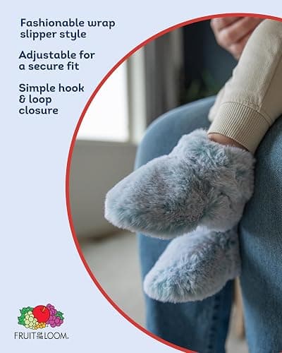 Fruit of the Loom Cozy Thermal Wrap Booties with Non-slip Grips for Baby Girls, Boys, Unisex - thumbnail 2