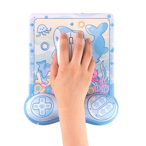 BelugaDesign Shark Mousepad | Cute Kawaii Anime Pastel Blue Mouse Pad | Ocean Underwater Nonslip Mat for Gaming Computer Laptop Keyboard Desk Accessory | Padded Squishy Wrist Rest for Easy Typing thumbnail 2