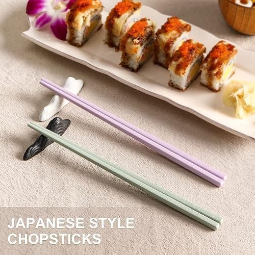 Hiware 10-Pair Reusable Fiberglass Chopsticks, Non-Slip Chop Sticks Set Japanese Style, Dishwasher Safe, 9.5-Inch thumbnail 2