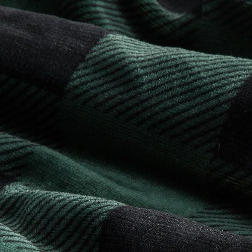 Elegant Comfort Ultra Soft Reversible Buffalo Plaid Flannel Sherpa Blanket - Cozy Silky Checkered Fleece Throw for Couch, Bed - Plush Fuzzy Warm Winter Blanket for Gift, Queen, Green thumbnail 7