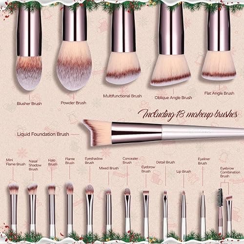 BS-MALL Makeup Brush Set 18 Pcs Premium Synthetic Foundation Powder Concealers Eye shadows Blush Makeup Brushes with black case thumbnail 3