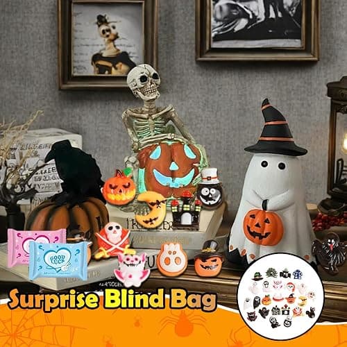 50pcs Halloween Party Favors Blind Bag Mini Resin Figures: Surprise Collectible Miniatures for DIY Crafts, Trick-or-Treat Toys, Dollhouse, Fairy Garden, Halloween Decorations thumbnail 3