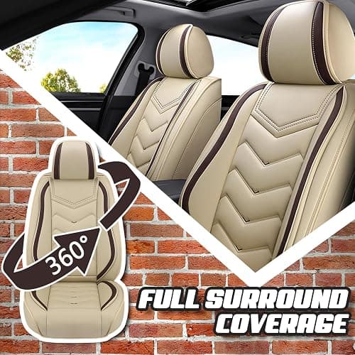 ADERN Car Seat Covers for Honda Accord 2000-2025, Premium Nappa Leather Car Seat Cover, Stylish Sport Seat Covers， Automobile Seat Cover Sets.(Standard 5 Seats/Beige) thumbnail 3