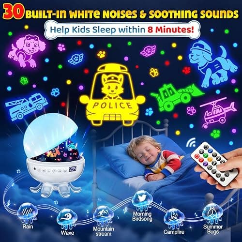 Kids Toys Puppy Projector│30 Soothing Sounds+4 Slides Sound Machine Baby Night Light Projector│93 Projections+31 Colors Puppy Toys for Boys Age 3-5│Girl Toys Toddler Toys│Story Projector Sound Machine thumbnail 3