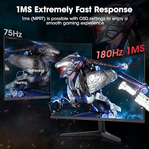 KOORUI 24 Inch Gaming Monitor - FHD 1080P Curved Monitors 180Hz VA, Built-in Adaptive Sync with 1ms, 1500R with Ultra-Thin, HDMI X2 / DP, VESA Compatible, Tilt Adjustable, Eye Care 24E6CA thumbnail 3