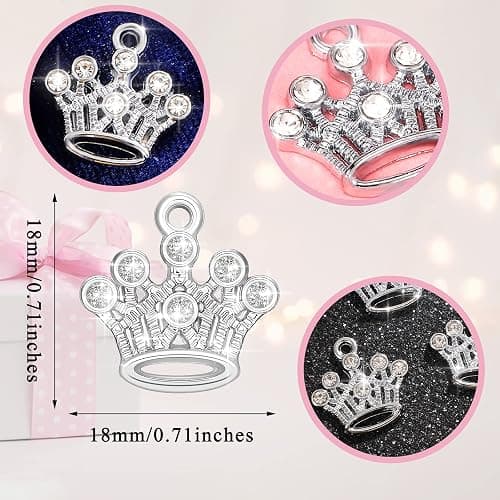 Hicarer 48 Pieces Crown Charms Mini Crowns for Crafts Crystal Pendants Vintage Jewelry Charms for DIY Jewelry Making Accessories Craft Supplies thumbnail 2