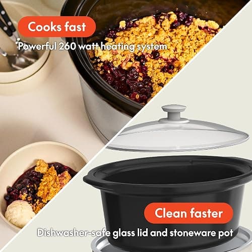 bella 6.0 Qt Programmable Slow Cooker, Ceramic Nonstick Coating, Adjustable Temperature & Cooking Times, Dishwasher Safe Stoneware Pot & Tempered Glass Lid, Tangle Free Cord Wrap, Oatmilk thumbnail 5