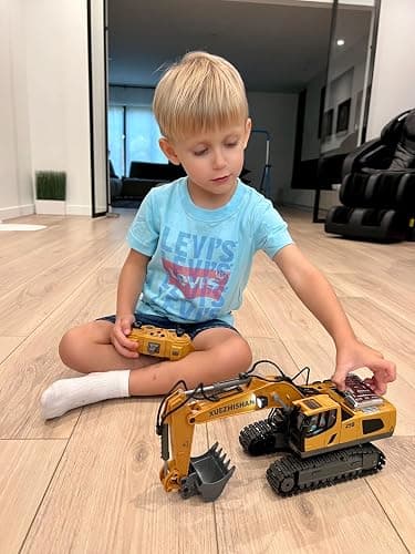 Remote Control Excavator Construction Toys for Boys, 2×1200mAh RC Construction Truck with Metal Shovel & Light, 11CH Excavator Toys for Boys 3-5 4-7 8-12 Year Old Kids Christmas Birthday Gift,120+Mins thumbnail 9