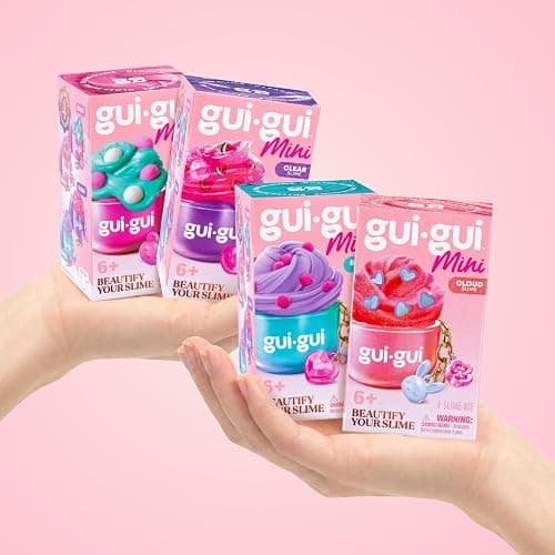 GUI GUI Mini Bundle Pack Slime Kit, Scented Slime for Kids 6+ | 4 collectible minis with gloss, butter, fluffy cloud slime, and clear textures plus charm clips, birthday gifts for girls 6+ thumbnail 4
