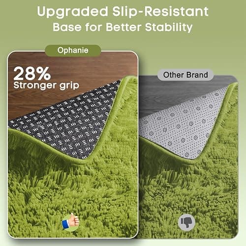 Ophanie Green Rugs for Living Room 5x8, Grass Shag Fluffy Large Fuzzy Plush Soft Carpets, Floor Shaggy Area Rugs for Bedroom, Carpet for Kids Boys Girls Dorm Nursery Home Decor Aesthetic | Soft, Plush, Fluffy, Shaggy, Large, Fuzzy, Home Decor, Aesthetic, Kids, Girls thumbnail 4
