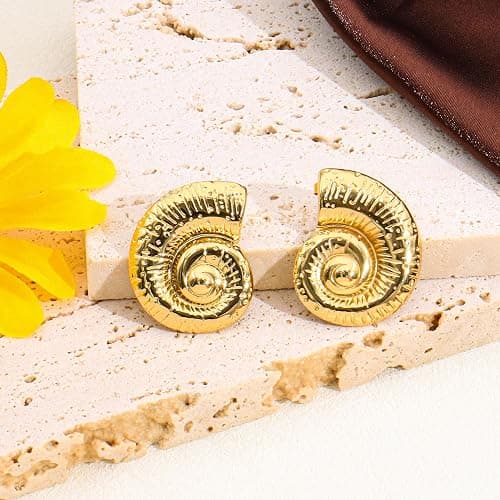 3 Pairs Beach Earrings for Women 14K Gold Statement Earrings Summer Ocean Jewelry Starfish Conch Seashell Stud Earring Set thumbnail 5