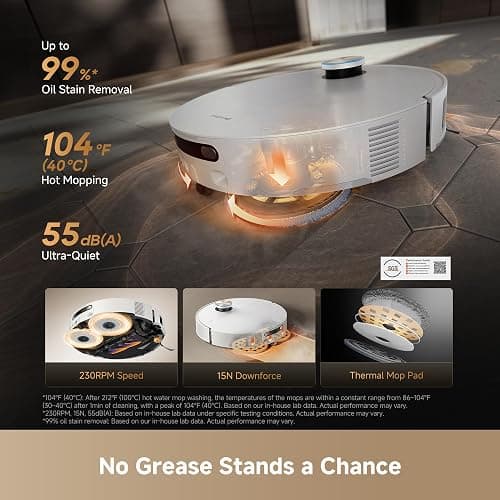 DREAME X60 Max Ultra Complete Robot Vacuum and Mop, Ultra-Thin Design, 35,000Pa Suction, Self Emptying&Refilling, Mop Self-Cleaning, 280+ Obstacle Avoidance, White thumbnail 7