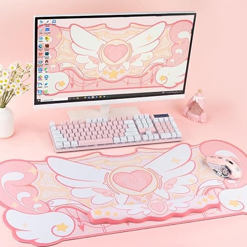 GeekShare Kawaii Mouse Pad Wrist Rest Support Set - Non-Slip Rubber Base Desk Mat and Memory Foam Wrist Rest for Keyboard and Mouse,Perfect for Gaming,or Home Office Work - Star Wings Series thumbnail 2
