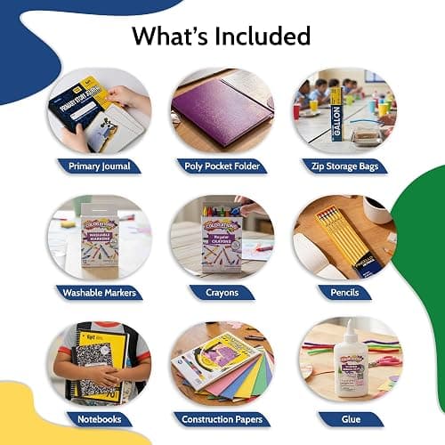 EPI Essentials Back to School Supplies for Kids – 54 Items in Kit – Kindergarten to 1st Grade School Supply Packs – Wide-Ruled Bundle with Composition Notebooks – Suitable for Homeschooling thumbnail 4